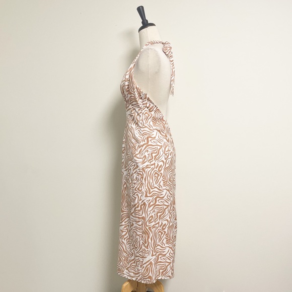 Song Of Style Jude Ivory Tan Halter Midi Backless Dress Medium Swirl Print - Picture 3 of 12